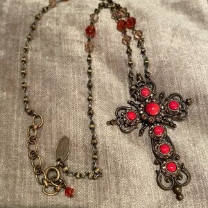 Liz Palacios Cross Pendant Rosary Style Necklace